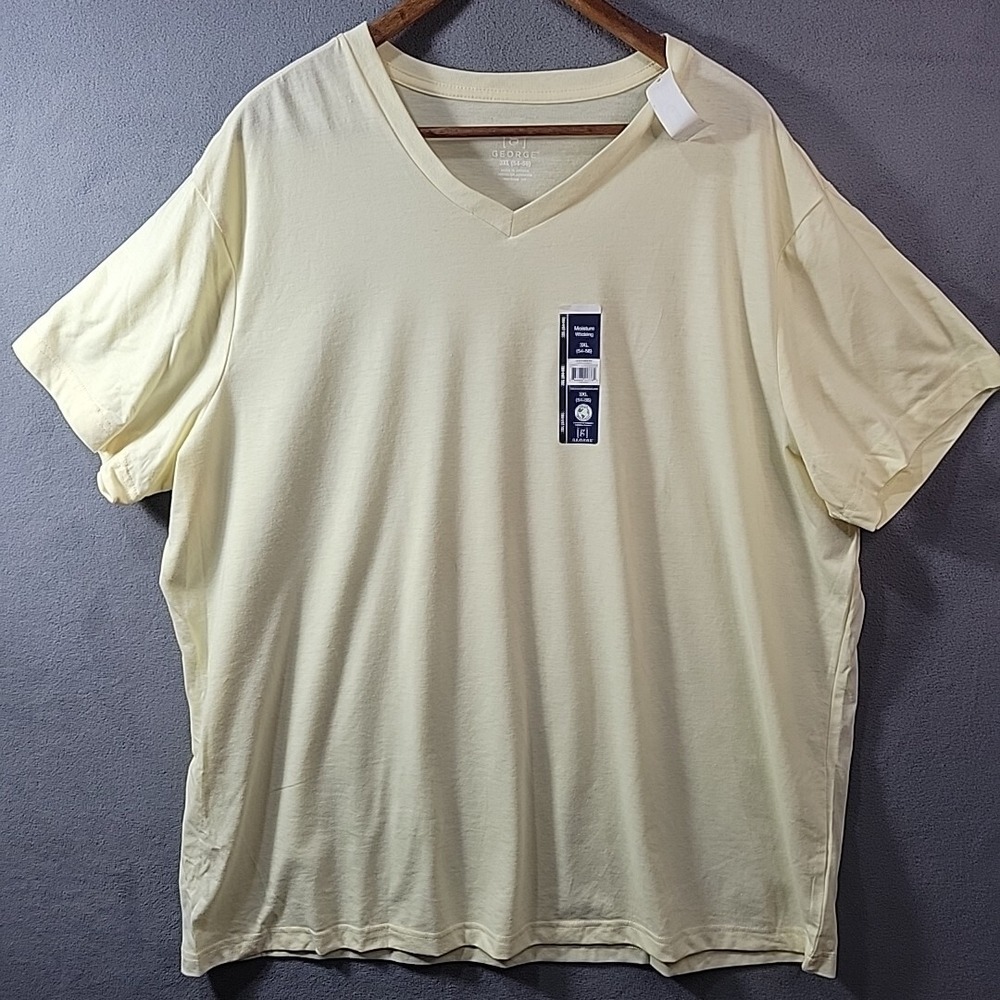 Yellow George‎ T-Shirt Mens 3XL V Neck Moisture Wicking Shirt XXXL 54-56
